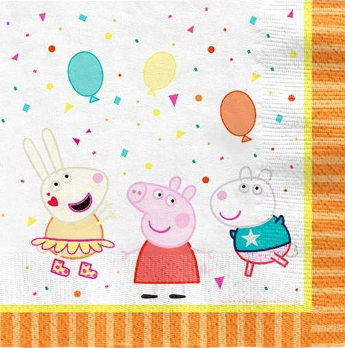 16 Peppa Pig balloon party napkins 33cm