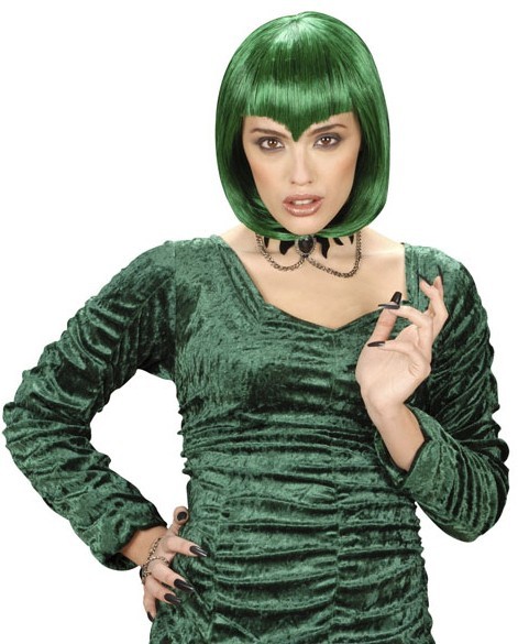 Perruque Gothic Green Ladies Goth Punk Bangs Bob