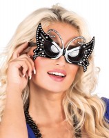 Preview: Black butterfly glasses with rhinestones