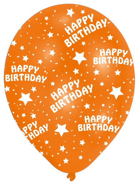 6 ballonger Happy Birthday Star färgglad 27,5 cm 6