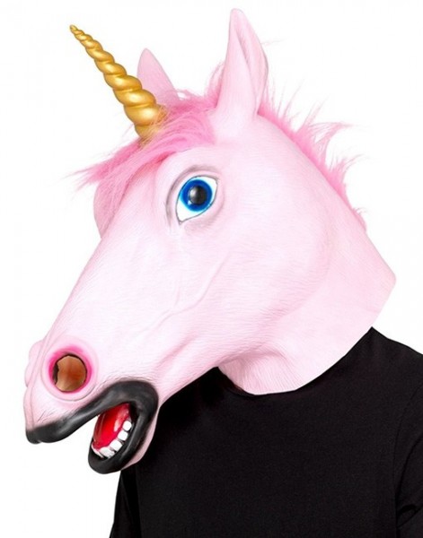 Pink unicorn latex full face mask