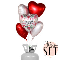 Vorschau: Rosy Romance Ballonbouquet-Set mit Heliumbehälter