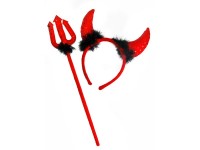 Preview: Trident and headband devil set with fur