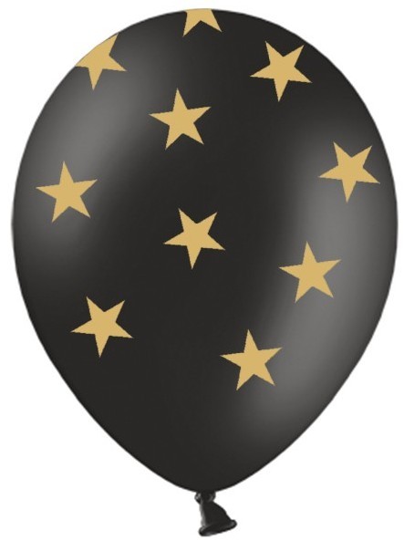 6 ballonnen gouden ster pastel zwart