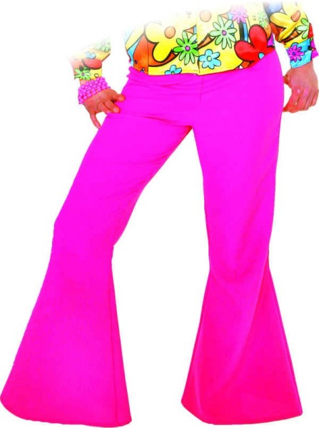Neon pink flared pants for women