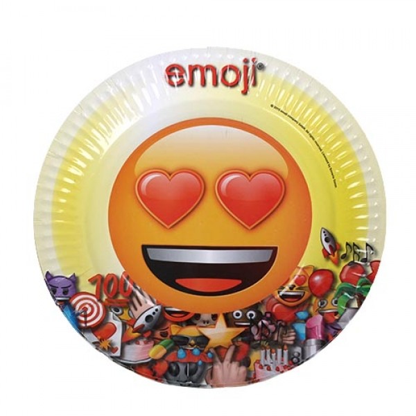 6 papierowych talerzyków Funny Emoji World 23 cm 4