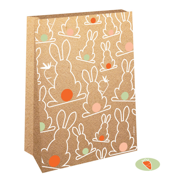 4 bolsas de papel Conejo de Pascua 21cm