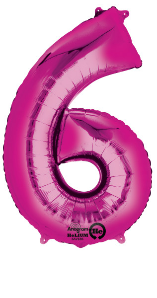 Nummerballon 6 lyserød 88cm
