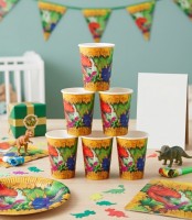6 Pappbecher Dino Abenteuer 250ml