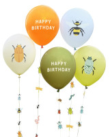 5 ballons colorés de défilé de scarabées avec ficelle