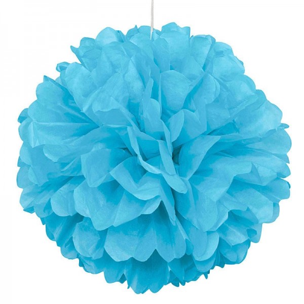 Pompón esponjoso decorativo azul turquesa 40cm