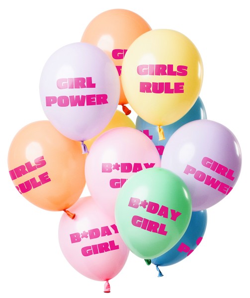 12 lateksowych balonów BDay Girl