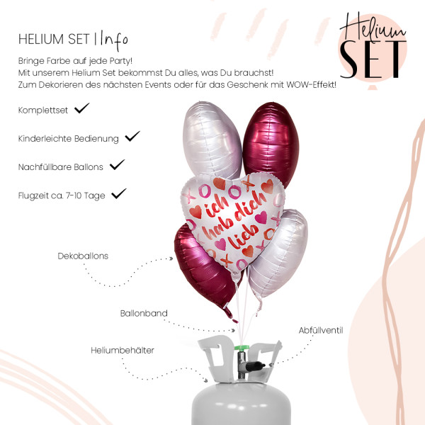 XOXO Love Ballonbouquet-Set mit Heliumbehälter 3