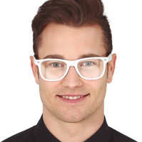 Party glasses with transparent white lenses