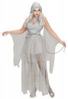 Voorvertoning: Ghost bruid dames kostuum in grijs met kettingen