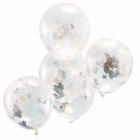 Aperçu: 5 ballons confettis étoiles holographiques