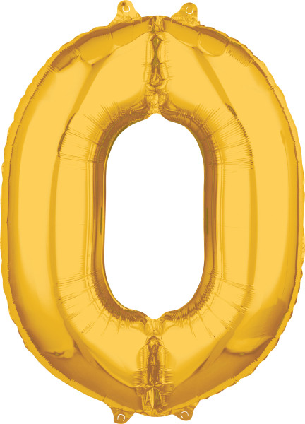 Cijfers folieballon 0 goud 66cm