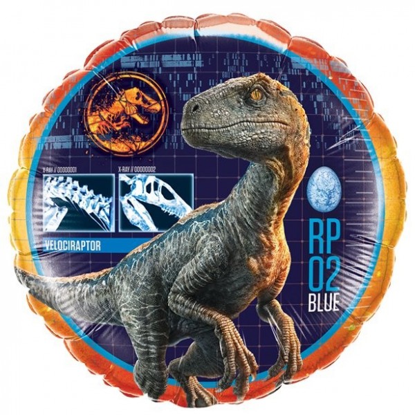 Palloncino foil Jurassic World Raptor blu di circa 46 cm