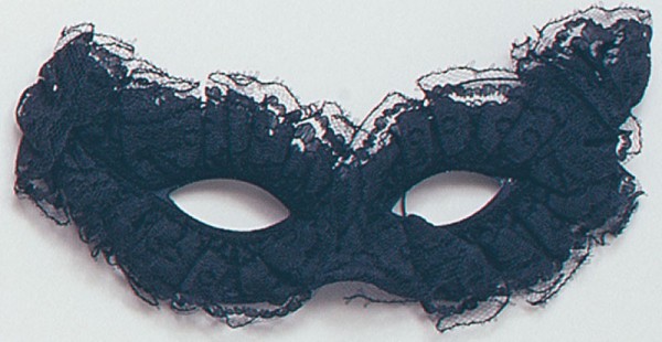 Máscara veneciana negra con volantes