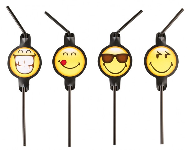 8 smiley emoticon straws