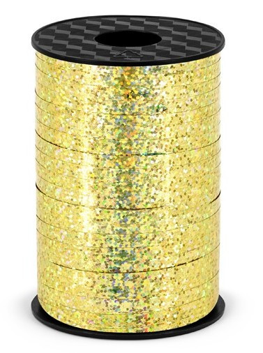 225m holographic gift ribbon gold