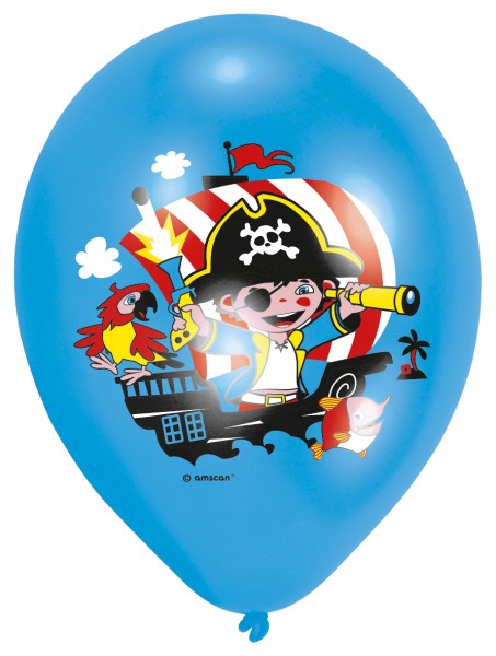 6 Buntes Piraten Abenteuer Luftballons 28cm 3