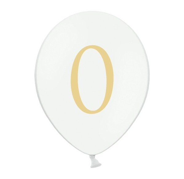 50 weiße Ballons goldene Zahl 0