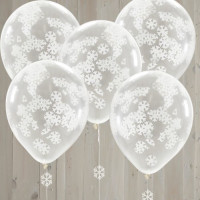 Aperçu: 5 ballons flocons de neige de Noël 30cm