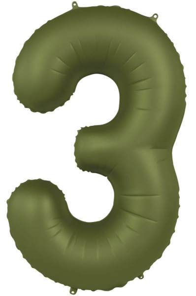 Ballon aluminium numéro 3 vert olive 86cm