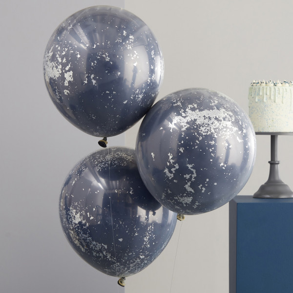 Set 3 palloncini a brandelli Argento Blu 46 cm