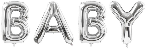 Folienballon-Set Baby-Schriftzug Silber 2,6m
