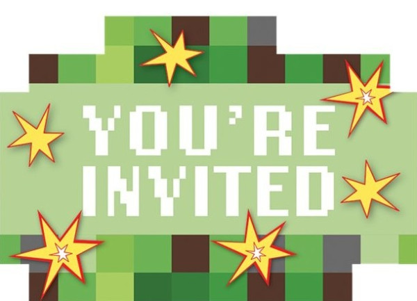 8 cartes d'invitation TNT Pixel Party