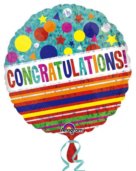 Glittering congratulations foil balloon
