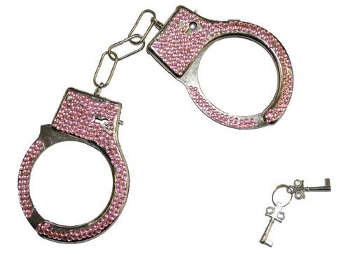 Glitter handcuffs with pink rhinestones