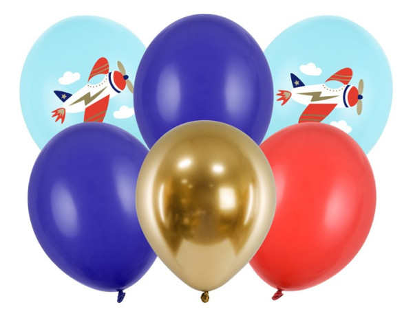 6 Fly High Airplane Balloons 30cm