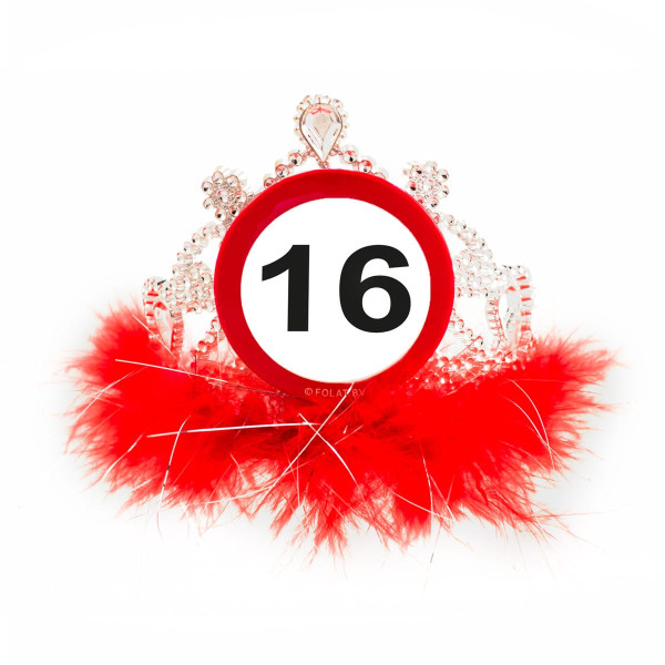 Road sign 16 birthday crown