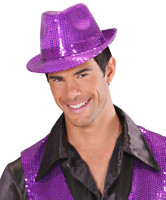 Oversigt: Disco glamour sequin hat i lilla