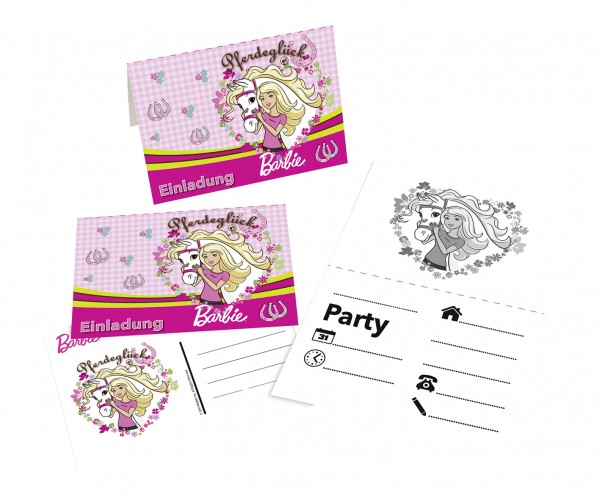 Cartes d'invitation Barbie anniversaire d'enfants avec enveloppes A6