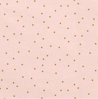 20 Napkins Pink with Gold Dots 33cm