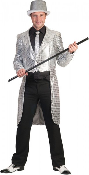 Sequin tailcoat for men silver