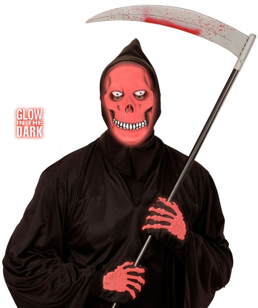 Máscara de esqueleto rojo brillante con capucha 3