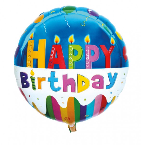 Farverig folie ballon fødselsdagskage 45 cm