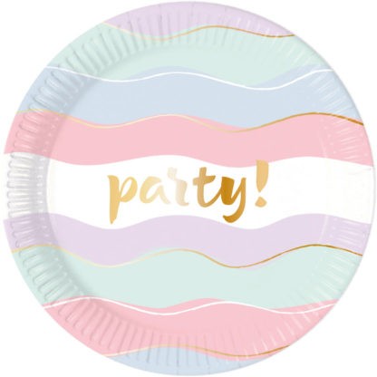 8 pastel party paper plates 23cm