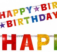 Anteprima: Festone Happy Birthday arcobaleno 2,2m