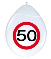 8 balonów 50 znak drogowy urodziny