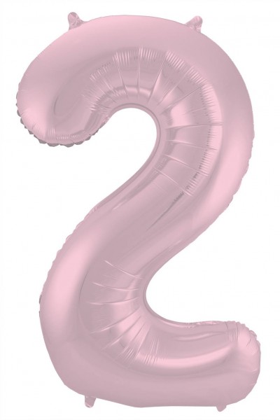 Matt nummer 2 folieballong rosa 86cm