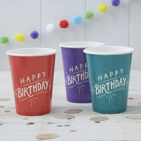 8 Birthday Fever paper cups 250ml