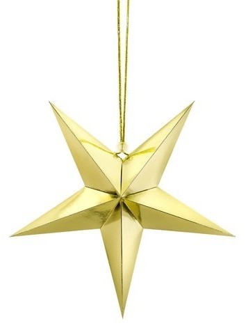 Reflekterende papirstjerne i guld 30 cm