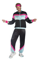 Preview: 80s jogging suit for men black and multicolored
