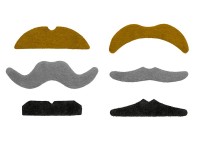 Set of 6 party mustaches felt self-adhesive